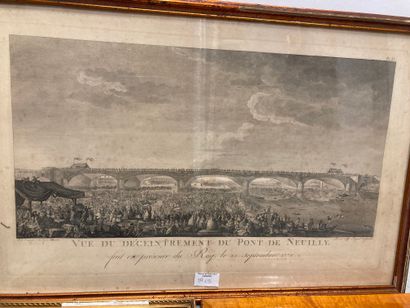 null 5 framed : View of the decintrement of the Pont de Neuilly. Engraving. 40 x...