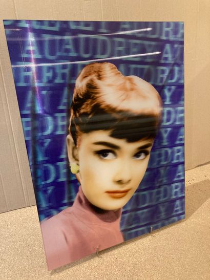  Audrey Hepburn 
60 x 45 cm 
Holopeinture 
Dominique Mulhem 
Lot sold as is