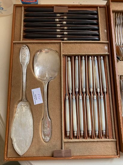 null 
Part of a silver and silver-plated menagère, Louis XVI style




Numerous cutlery...