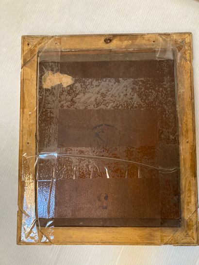  Portrait of a man, panel. Cracks.27 x 21,5 cm. 
A framed piece representing a lake...