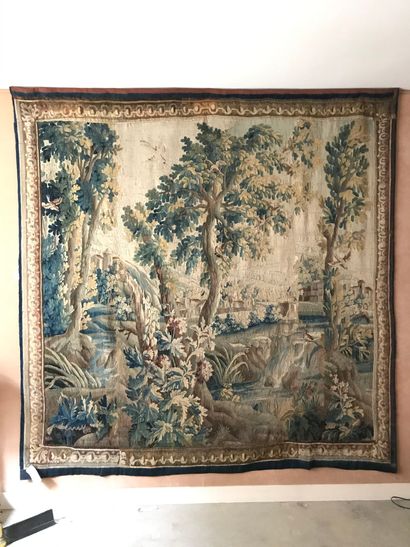 Aubusson, circa 1700 
Landscape (wear) 
Tapestry...