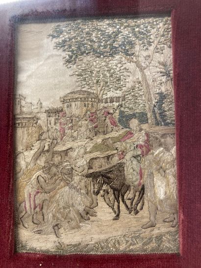null 2 frames : Illumination : hunting scene 19 x 14 cm

Embroidery on silk : Entry...