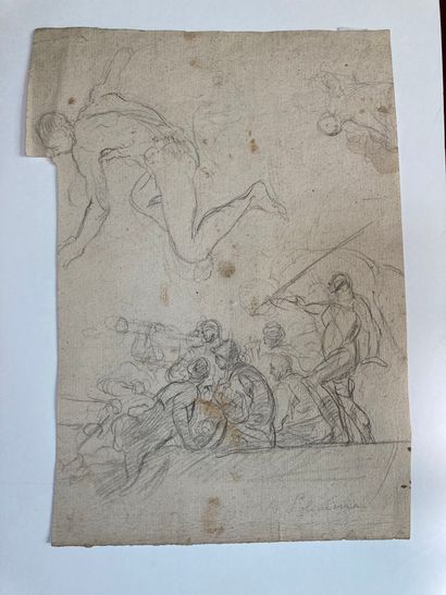 null Francesco SOLIMENA (Canale Di Serino 1657 - Barra 1747). Etude de soldats et...
