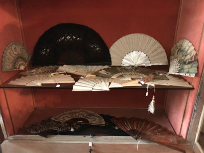  14 various fans 
One of the 18th century 
Lot sold as is