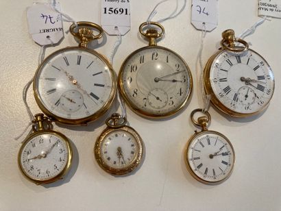 Three gold pocket watches and three gold...