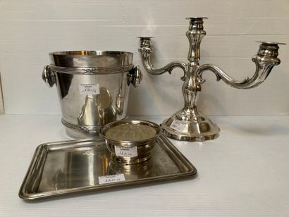 Lot of silver plated metal: champagne bucket...