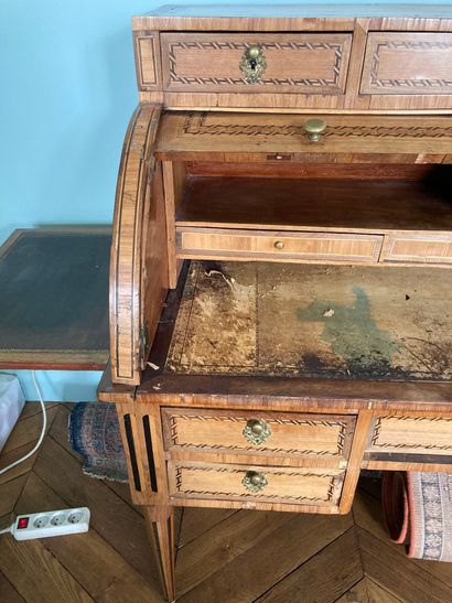 null A veneered cylinder desk decorated with music trophies

Eastern work, Louis...