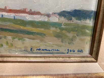 null 
2 framed : Mill. Oil on cardboard signed E. Maxence (?) and dated lower right...