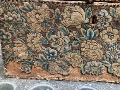 null Alder core chest covered with rich floral tapestry, rectangular in shape, the...
