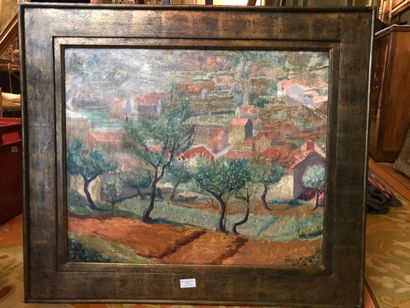 null School of the XXth century

View of a Village

Oil on panel signed lower right

58...