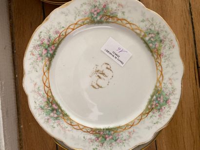null Part of a dessert service with monogrammed and floral decoration including two...