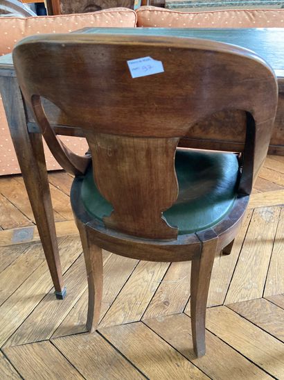 null Writing table opening with two side drawers

19th century

Leather-covered top...