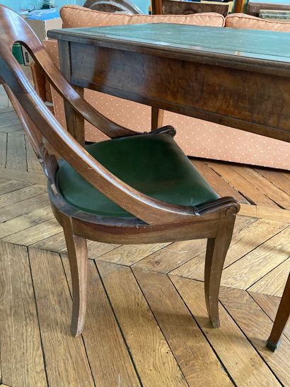 null Writing table opening with two side drawers

19th century

Leather-covered top...