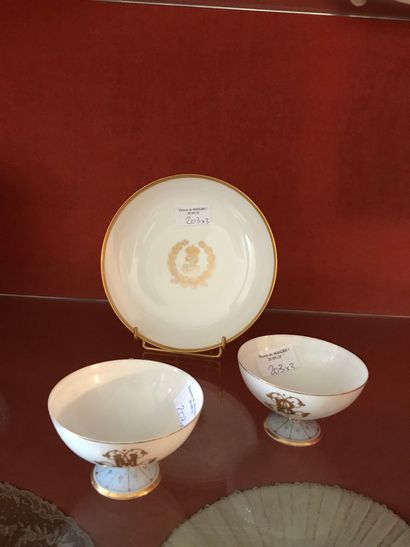 SEVRES 1856 White and gold dish, with the...
