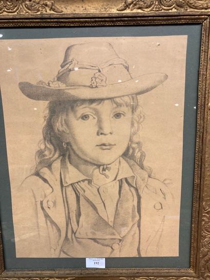 null Portrait d'enfant au chapeau, Crayon


déchirures et salissures


41 x 32 cmLot...