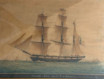 null School of the 19th century 

Three masts

Watercolour signed lower right Ant....