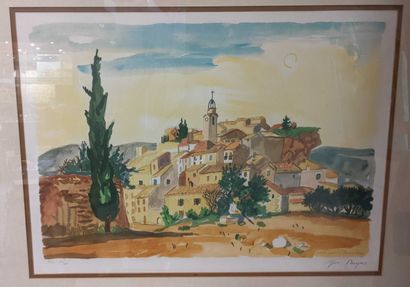 null View of a village, BRAYER lithograph