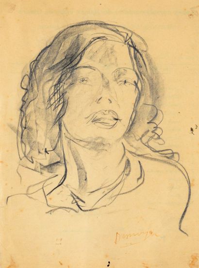 null François DESNOYER (1894 -1972) - Portraits - Quatre dessins, deux au crayon...