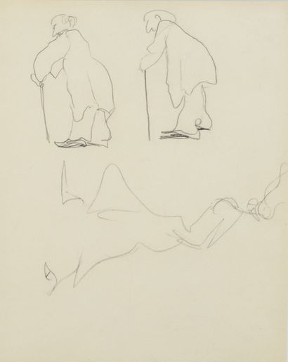 null Albert MARQUET (1875 -1947) - Etude de personnages - Dessin au crayon noir -...