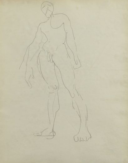 null Albert MARQUET (1875 -1947) - Académie d homme - Deux dessins au crayon noir,...