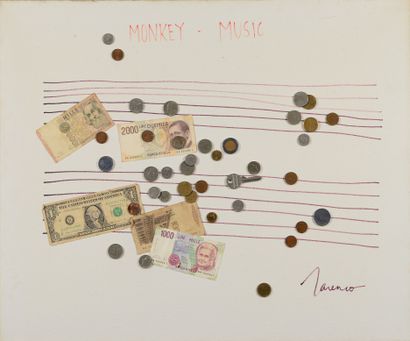 null Isaia MABELLINI dite SARENCO (1945 - 2017) - Monkey Music - Crayon feutre et...