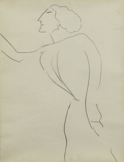 null Albert MARQUET (1875 -1947) - Femme de profil au col haut - Dessin double face...