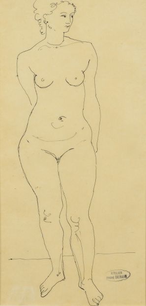 null André DERAIN (1880 - 1954) - Nu debout - Trois dessins, un sur calque, deux...
