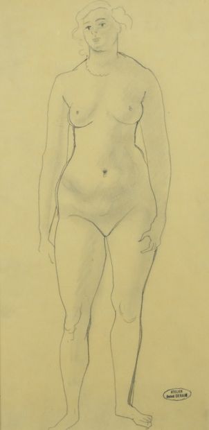 null André DERAIN (1880 - 1954) - Standing Nude - Two drawings in black pencil and...