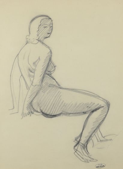 null André DERAIN (1880 - 1954) - Nu de dos - Nu assis - Deux dessins au crayon noir,...