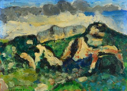 null Christian CONSTANT (1926 - 2015) - Landscape - Four oils on panel, signed at...
