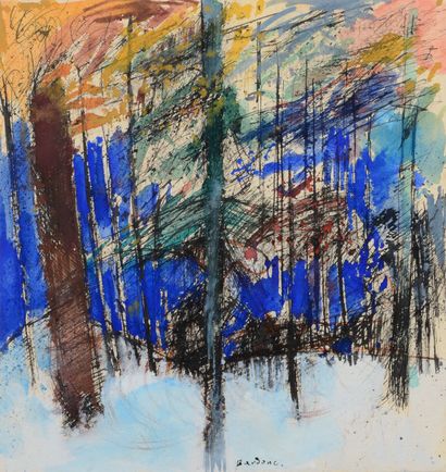 null Guy BARDONE (1927 - 2015) - Winter - Gouache and ink, signed lower middle -...