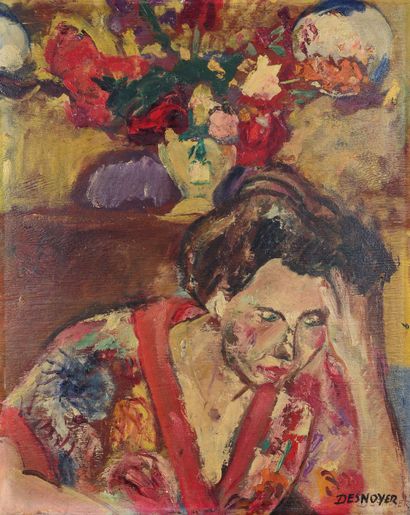 null François DESNOYER (1894 -1972) - Portrait de femmes - Trois huiles sur panneau,...