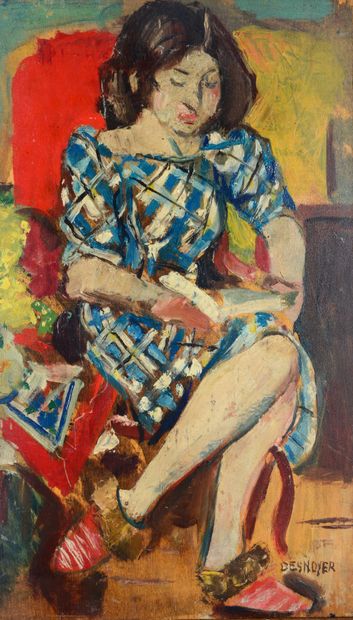 null François DESNOYER (1894 -1972) - Portrait de femmes - Trois huiles sur panneau,...