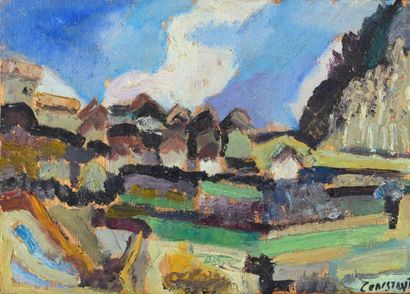 null Christian CONSTANT (1926 - 2015) - Landscape - Four oils on panel, signed at...