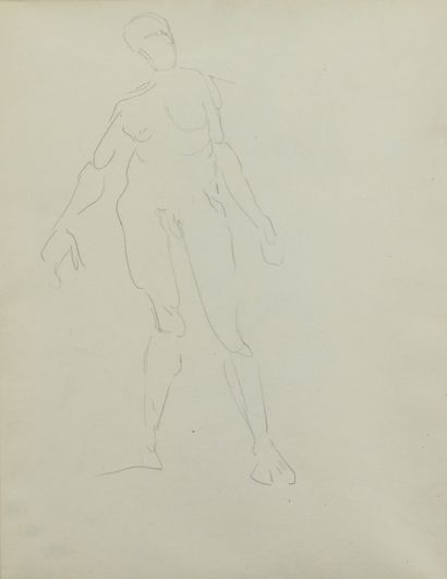 null Albert MARQUET (1875 -1947) - Académie d homme - Deux dessins au crayon noir,...