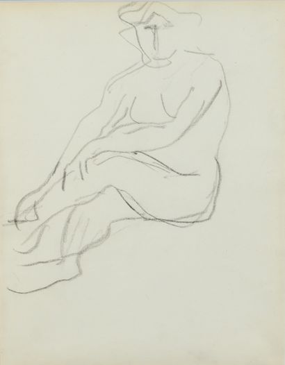 null Albert MARQUET (1875 -1947) - Modèle assis - Dessin double face au crayon noir...