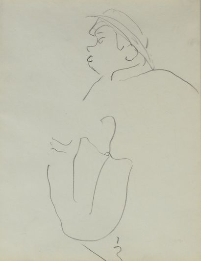 null Albert MARQUET (1875 -1947) - Le nez en trompette - Dessin double face au crayon...