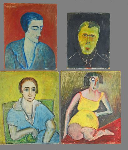 null 
Paul GUILLAUME (1891 - 1934) - Portraits - CINQ huiles, cinq sur carton, certaines...