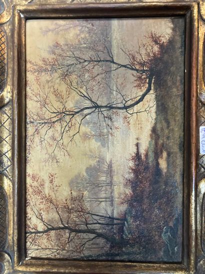 null Autumnal landscape, oil on isorel, signed lower right perhaps A. Barthel ? 15...