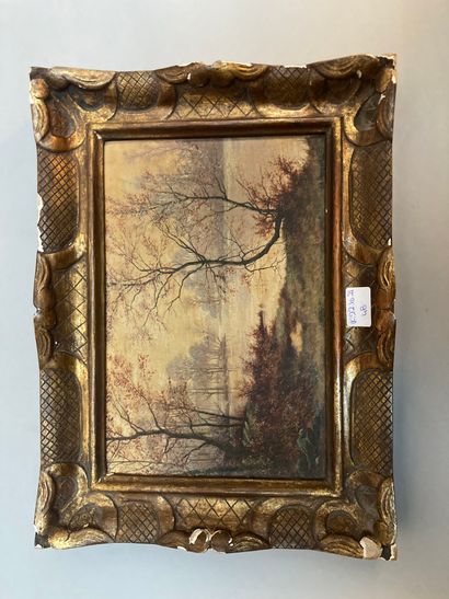 null Autumnal landscape, oil on isorel, signed lower right perhaps A. Barthel ? 15...