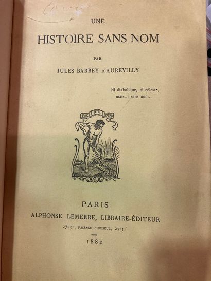 null BARBEY D'AUREVILLY (Jules).Une Histoire sans nom. Paris, Alphonse Lemerre,
Libraire-Editeur,...