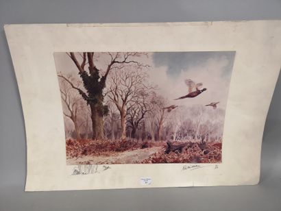 null Rob. W. MILLIKEN. - Pheasants flying.print on paper n°21/150 and signed lower...