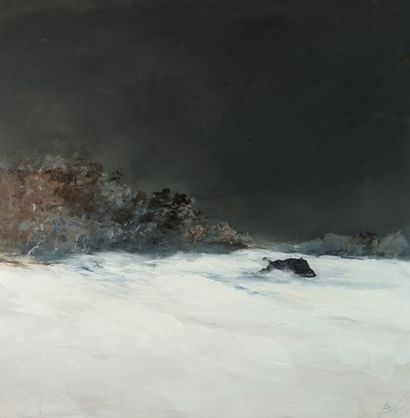null Patrice BAC (1946). Boar in the snow. Oil on canvas signed lower right. Size...