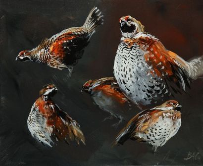 null Patrice BAC (1946). The grouse. Oil on canvas signed lower right. Size : 54...