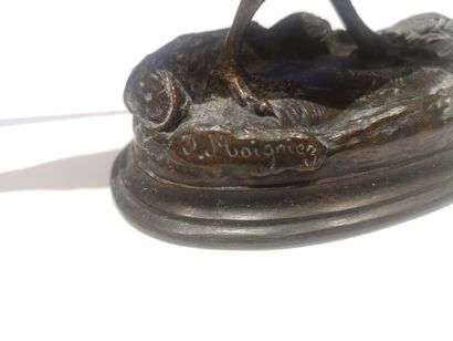 null 
Jules MOIGNIEZ (1835-1894) Poule faisane Bronze à patine brun clair signé en...