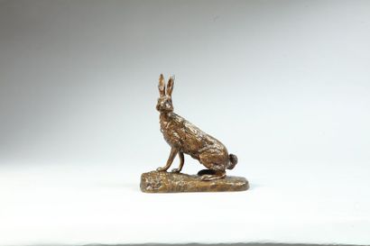 null Pierre Albert LAPLANCHE (1826-1873). Hare on the lookout or in the hunt. Beautiful...