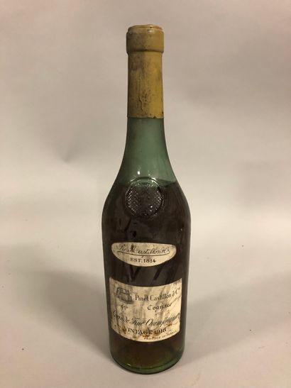 null 1 bottle COGNAC "Grande Fine Champagne", Pinet Castillon 1918 (ets, et, B)