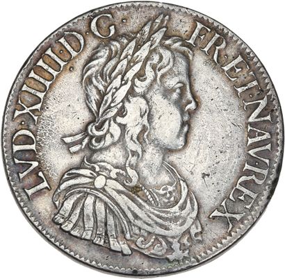 LOUIS XIV (1643-1715) Écu à la mèche longue....