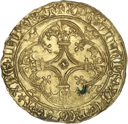 null CHARLES VI (1380-1422)
Golden shield with crown. La Rochelle. 3.82 g.
D. 369.
TTB...