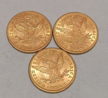 null 
3 pièces de 10 Dollars or datées 1898 x2 et 1901 

Usures





Frais 17 % HT...